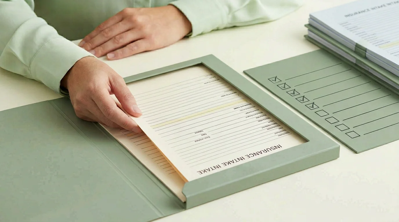 Proces przygotowania dokumentów ubezpieczeniowych, szerokość 1200px